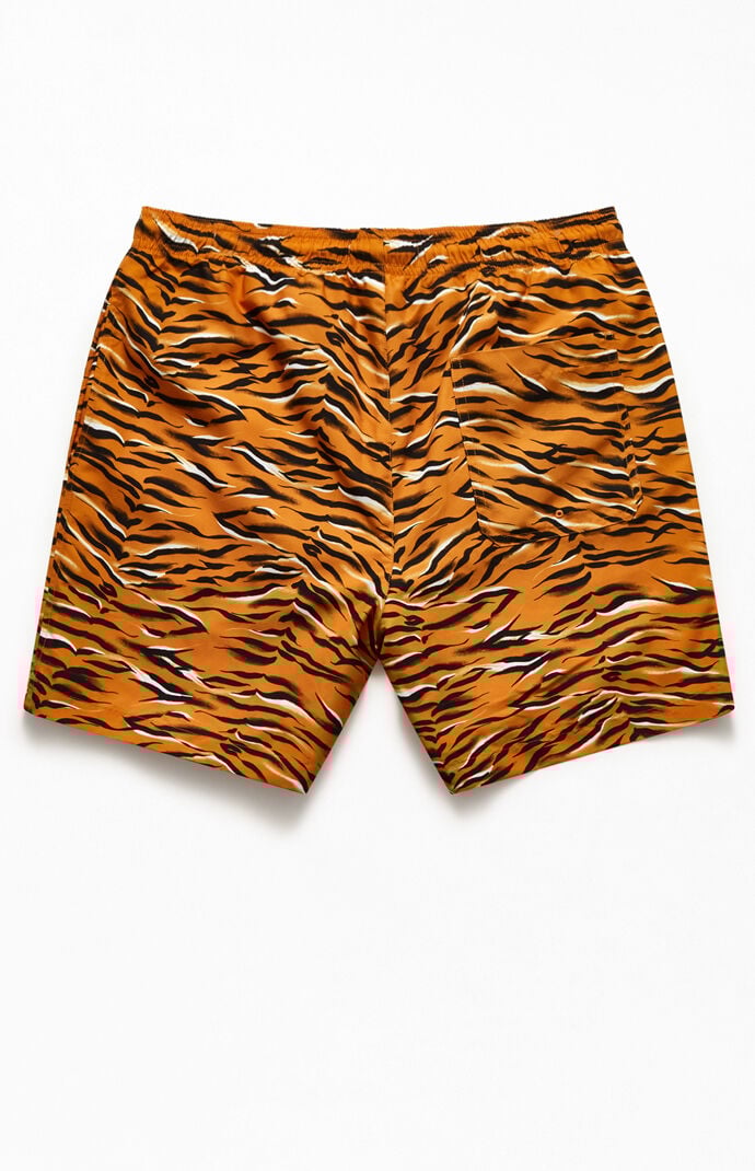 Tiger Print 17" Swim Trunks