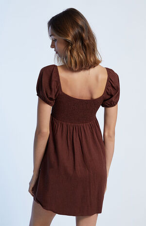 Tie Front Linen Mini Dress image number 4