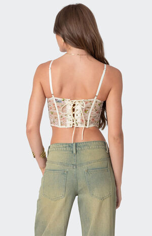 Embroidered Sheer Lace Corset image number 4