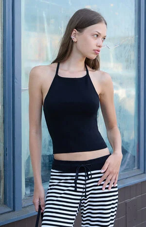 Black Square Halter Neck Top image number 1