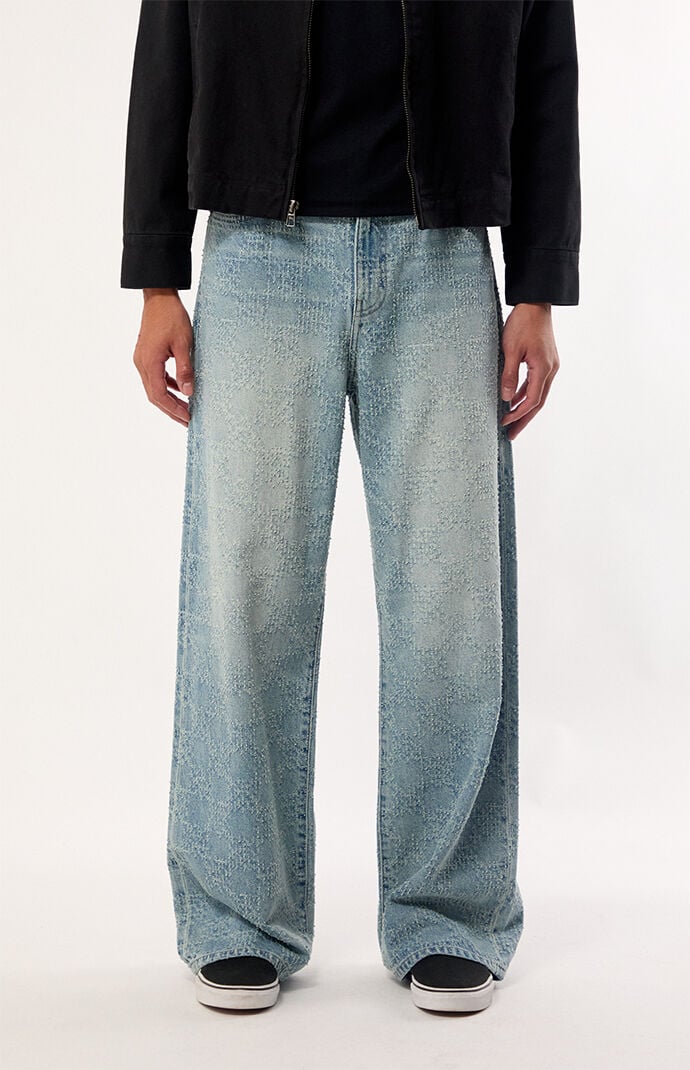 Pacsun Blake Extreme Baggy Jeans Textured Checkerboard Light Blue