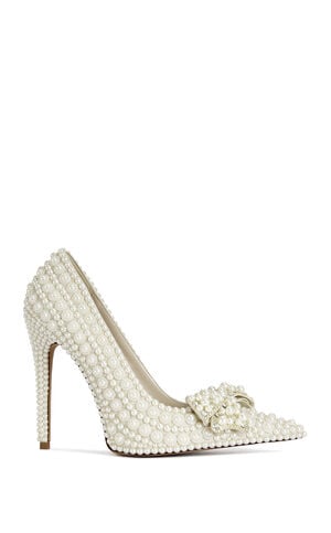 Women's Naamah White Pearl Stiletto Pumps image number 1