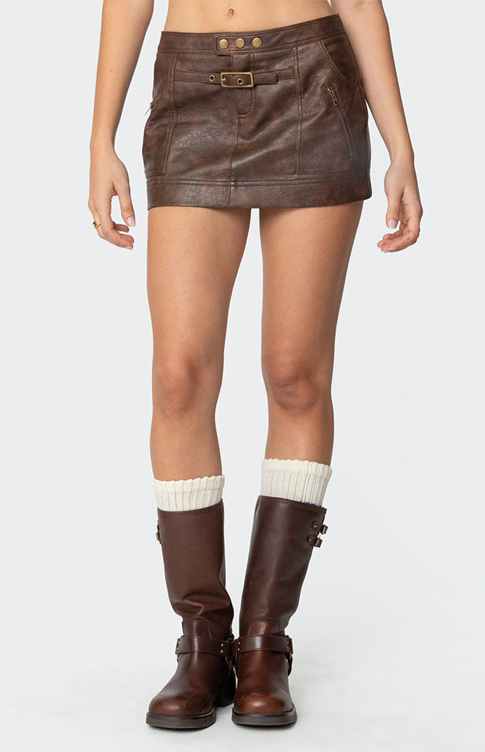 Edikted Pax Faux Leather Mini Skirt | PacSun