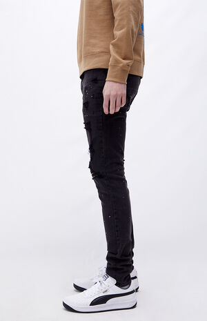 Black Jayson Stacked Ripped Skinny Jeans image number 2