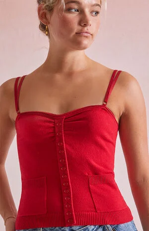 Frankie Button Up Sweater Tank Top image number 2