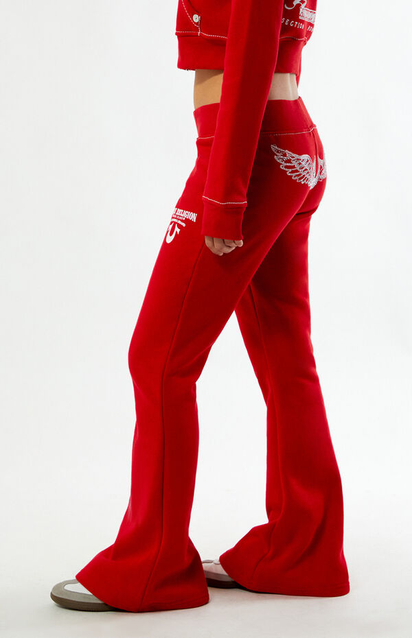 True Religion Crystal Wing Big T Flare Sweatpants