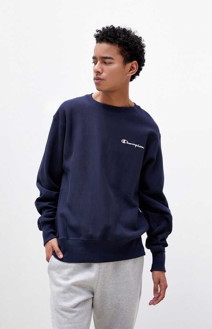 blue champion hoodie outfit