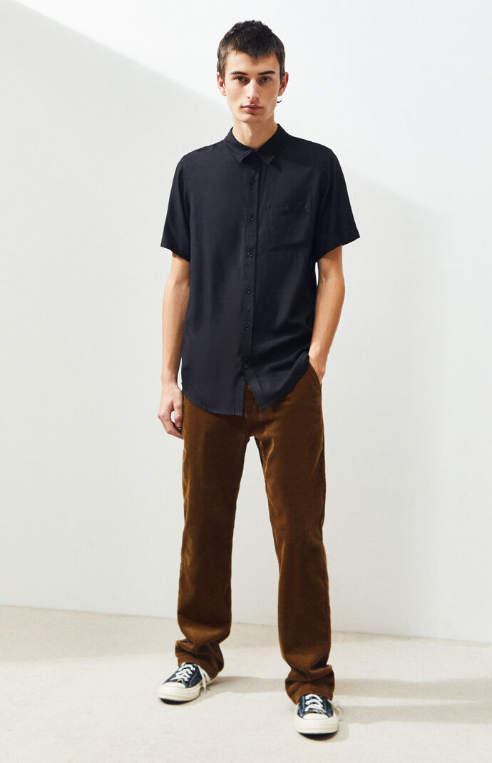 Solid Short Sleeve Button Up Shirt