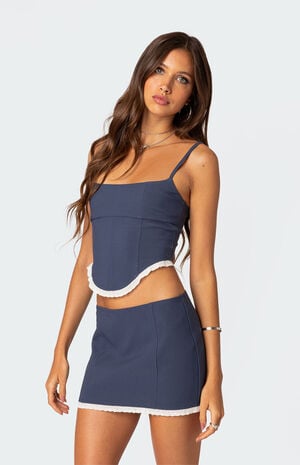 Thora Woven Lace Up Corset Top image number 4