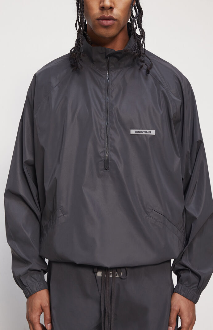 essentials black half zip pullover