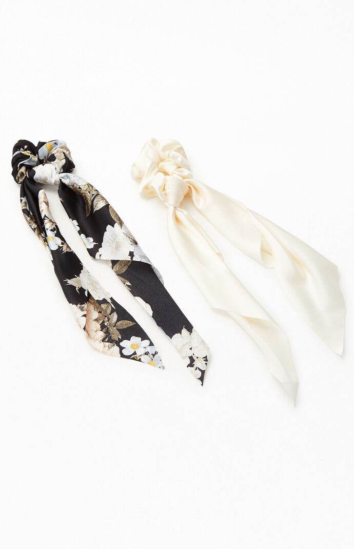 2 Pack Floral Flowy Scrunchies