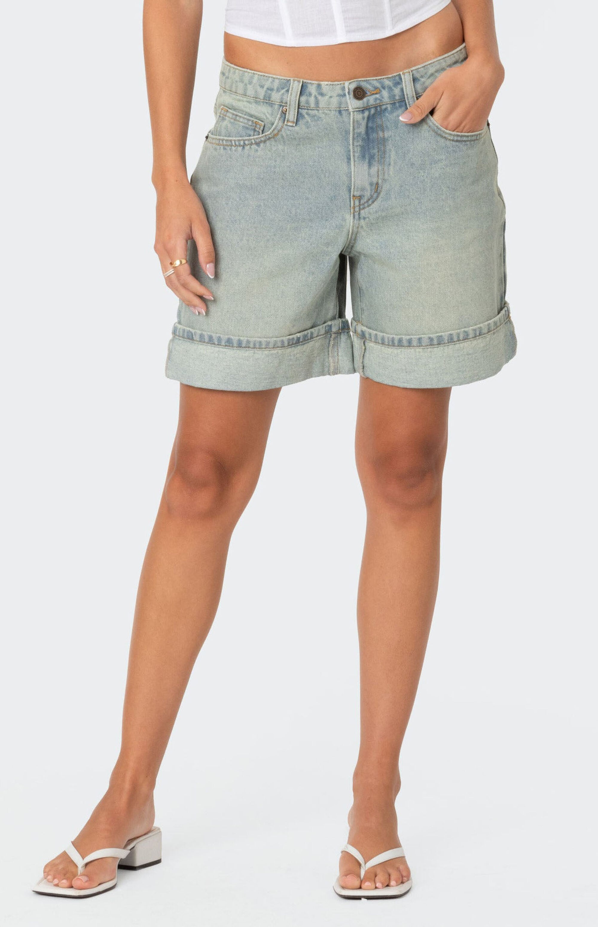 Bermuda Shorts with embroidered edges and pom pom detailing main image 1