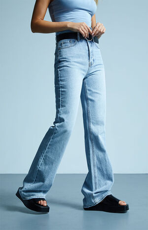 Eco Light Blue High Waisted Bootcut Jeans image number 3