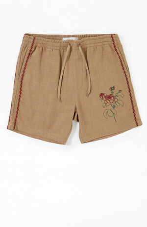 Embroidered Linen Volley Shorts image number 1