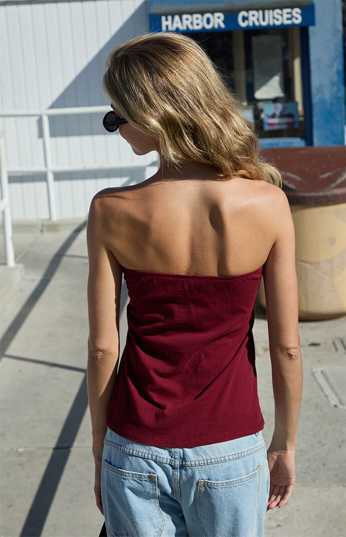 John Galt Burgundy Lucky Lace Tube Top