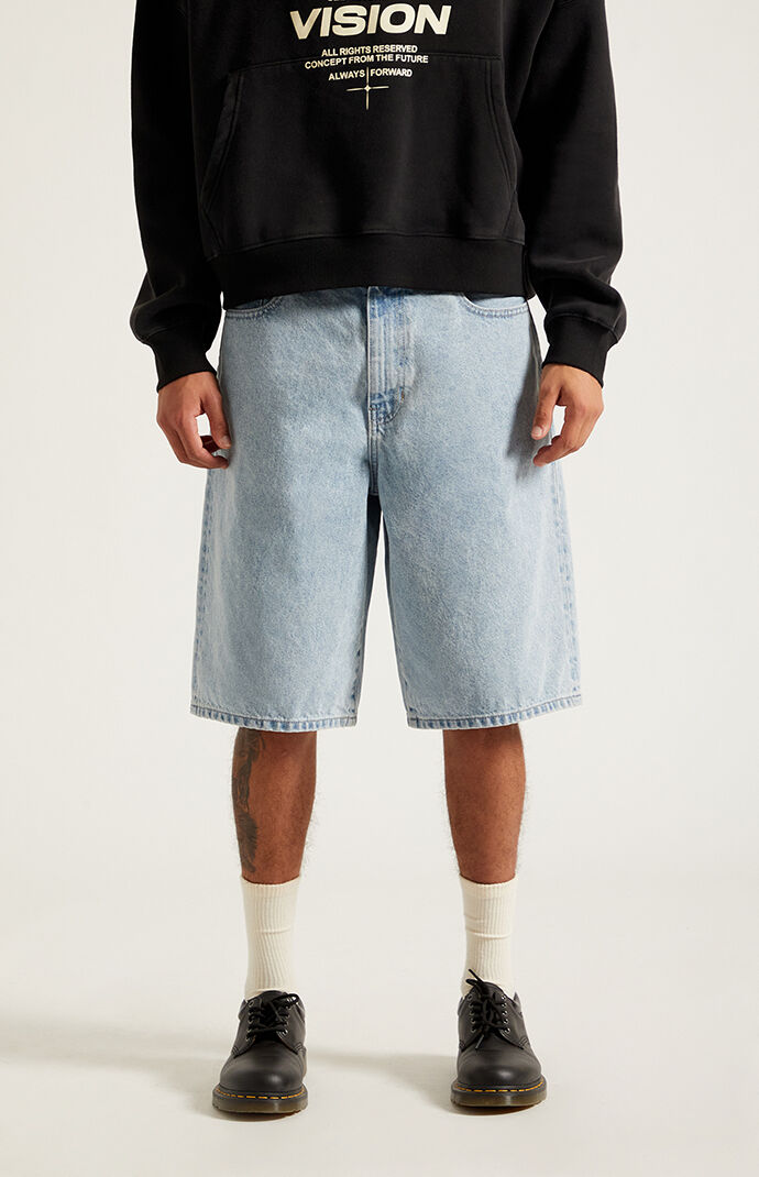 Pacsun Austin Extreme Baggy Jean Shorts Light Blue