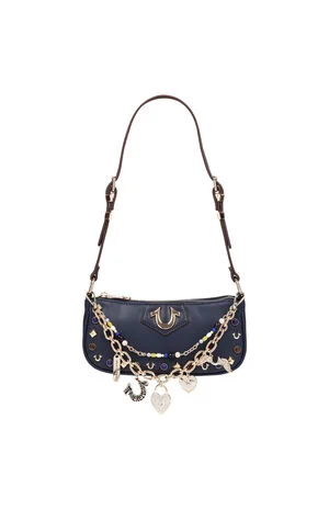 Navy Chain & Studs Shoulder Bag image number 1