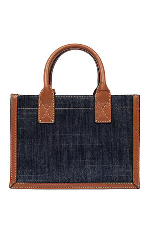 Modern Edge Denim and Faux Leather Tote Bag image number 5