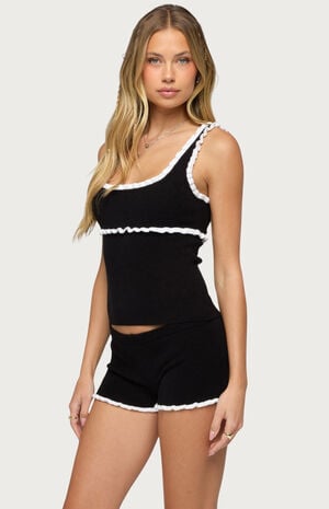 Saffra Contrast Ruffle Knit Top image number 2