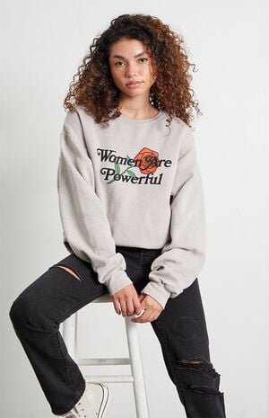 Women Are Powerful Rose Crew Neck Sweatshirt image number 1