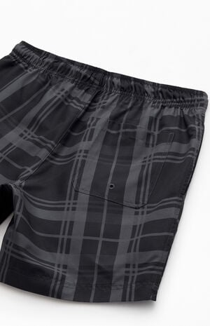 Black&nbsp;Plaid&nbsp;Eco 6.5" Swim Trunks image number 4