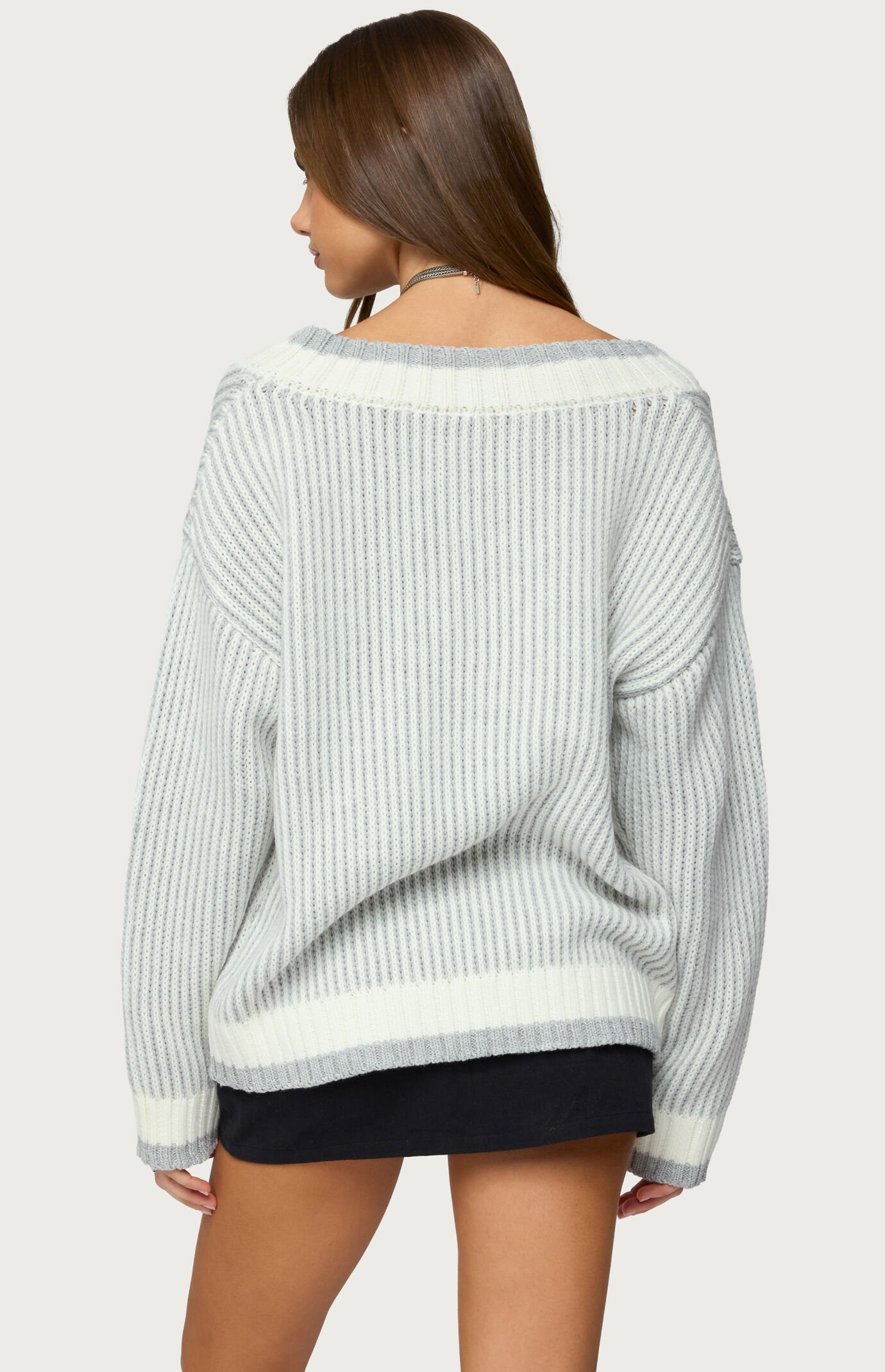 Edikted Lila v Neck Cable Knit Sweater