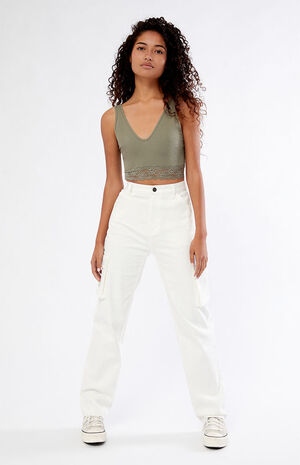 Seamless Lace Trim Tank Top image number 4