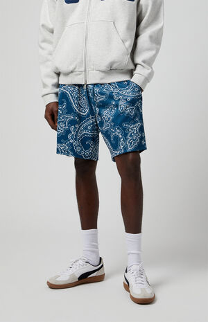 Blue Aaron Paisley Mesh Volley Shorts image number 3