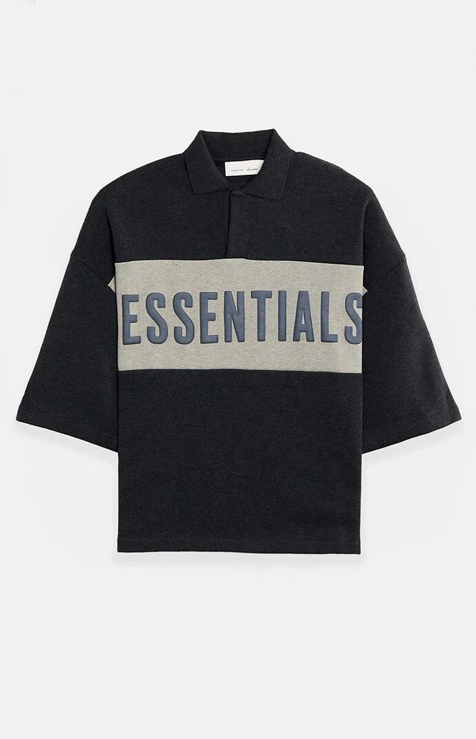 Fear of God Iron Grey Heather Paneled Cropped Polo Shirt