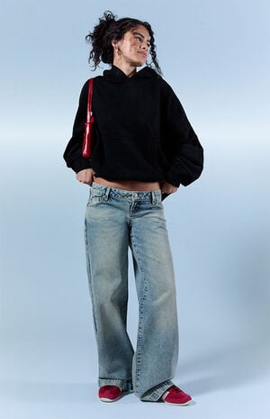 Kaia Ultimate Low Rise Baggy Jeans Light Blue Acid Wash image number 1