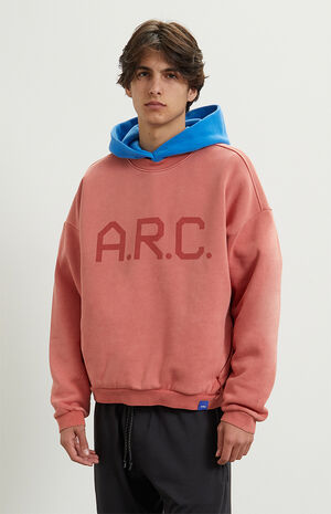 Red Vintage Wash Heavyweight Fleece Crew Neck Sweatshirt image number 2