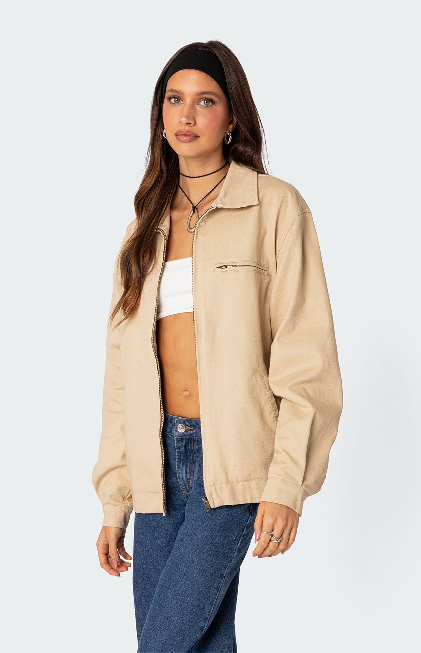 Womens canvas utility jacket top