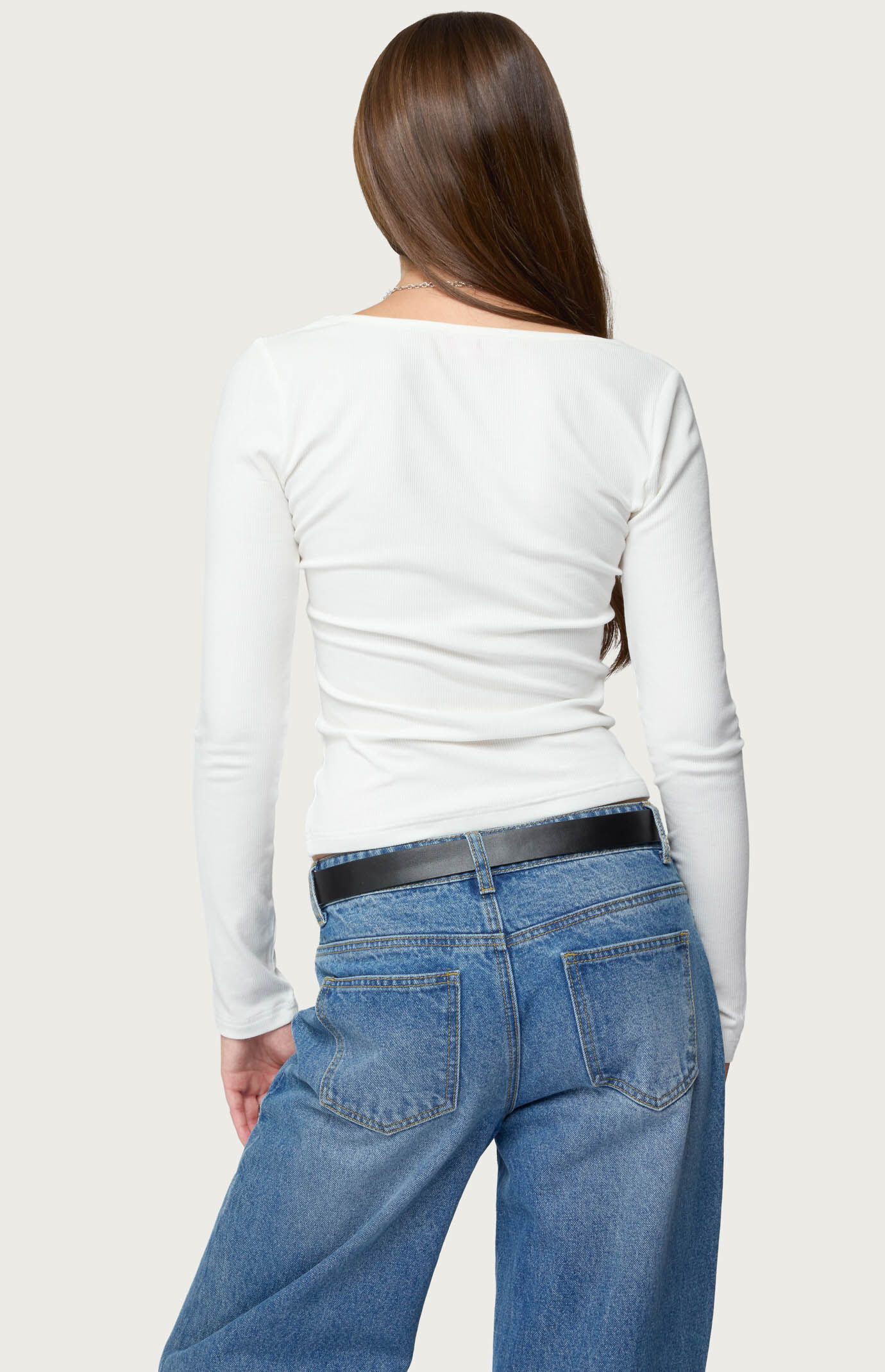 Edikted Zandra Square Neck Ribbed Top