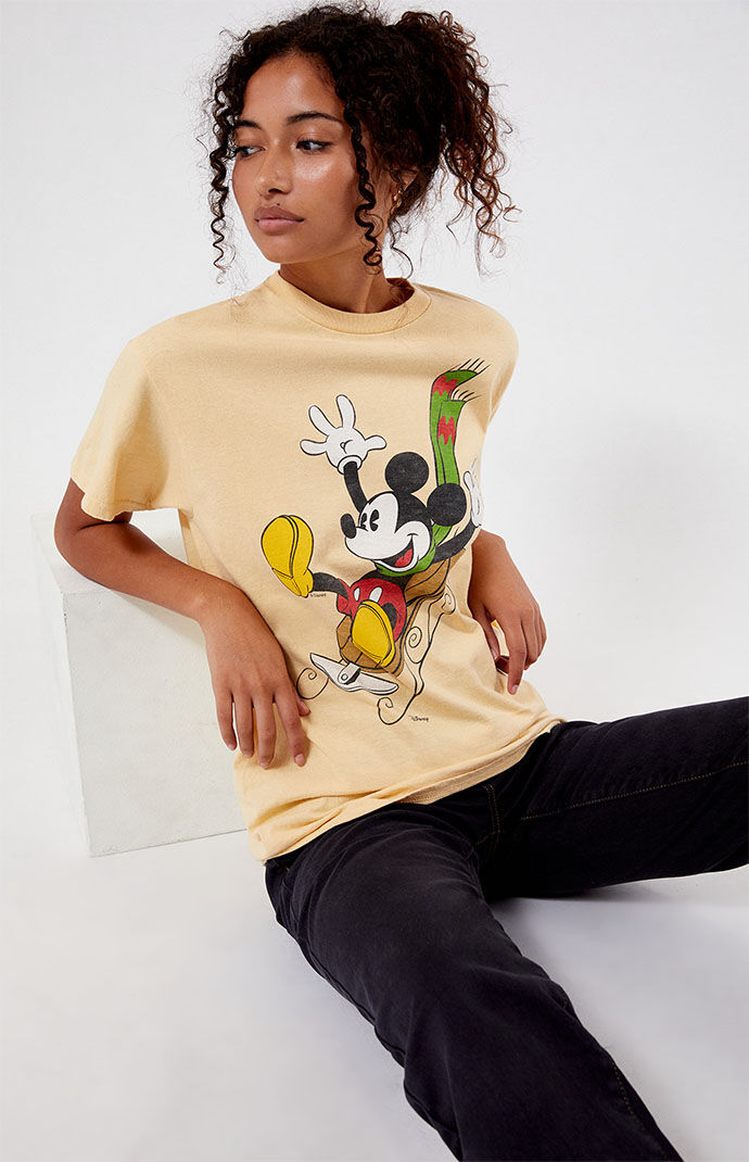 Junk Food Mickey Mouse Sledding Christmas T-Shirt