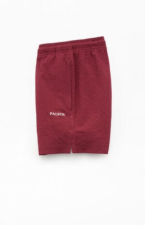 Maroon Seersucker 4.5" Swim Trunks image number 3