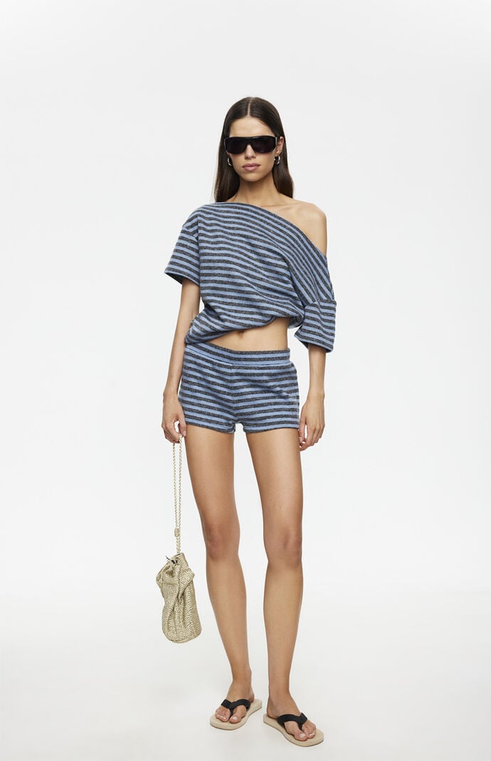 LIONESS Wildlands Grey & Blue One Shoulder Top