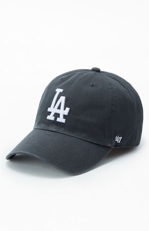 Charcoal LA Dodgers Strapback Dad Hat Charcoal LA Dodgers Strapback Dad Hat image number 4