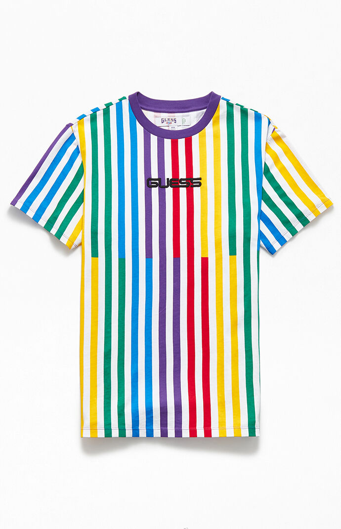 guess multicolor striped tee
