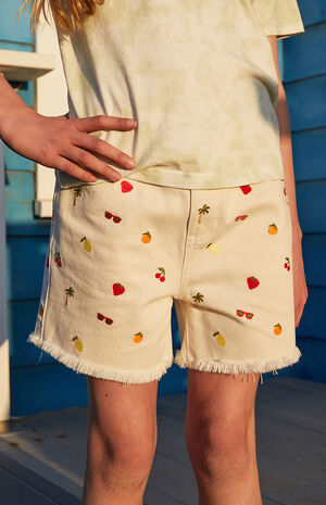 Ripped Embroidered Denim Shorts image number 4