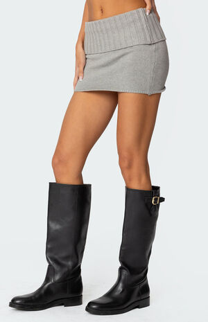 Gino Fold Over Knit Mini Skirt image number 4