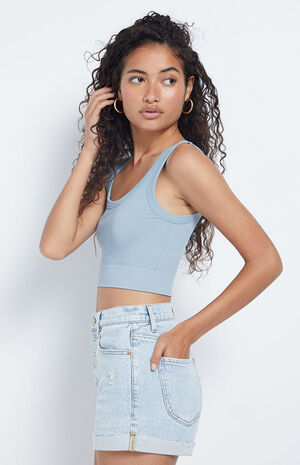 Light Blue Curve Vintage High Waisted Denim Shorts image number 3