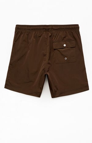 Brown Solid 6.5" Swim Trunks image number 2