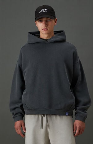 Black Vintage Wash Heavyweight Fleece Hoodie image number 3