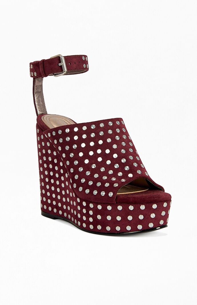 AZALEA WANG Women's Mirova Plum Wedge Sandals