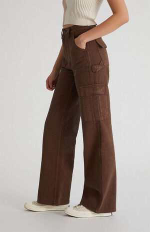 PacSun Brown Ultra High Waisted Cargo Flare Pants