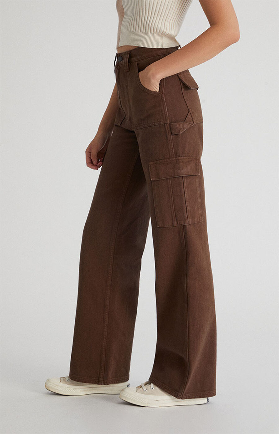 PacSun Brown Ultra High Waisted Cargo Flare Pants | PacSun