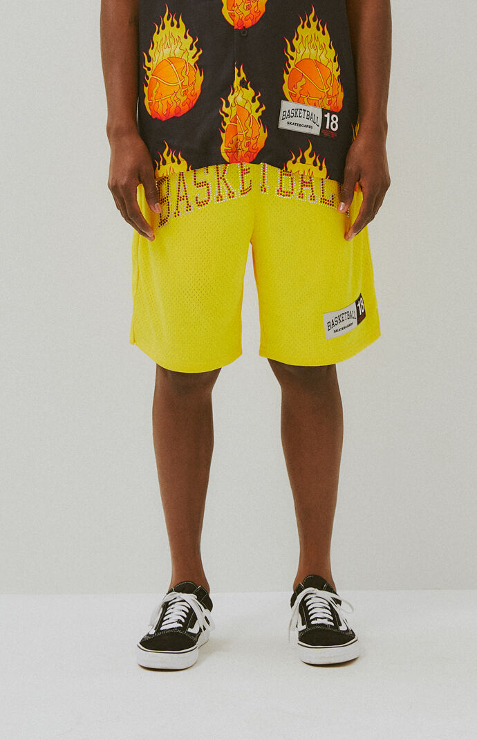 Basketball Skateboards Yellow Mesh Basketball Shorts | PacSun