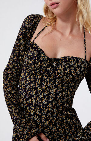 Long Sleeve Bustier Smocked Mini Dress image number 2