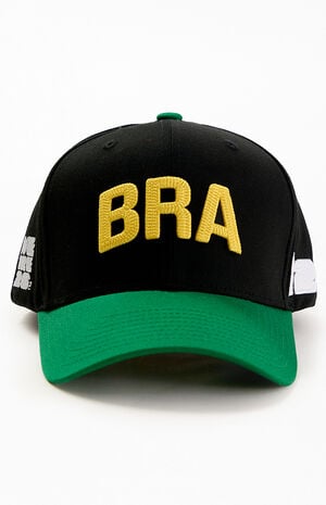 Embroidered Brazil Pro Crown Snapback Hat image number 1
