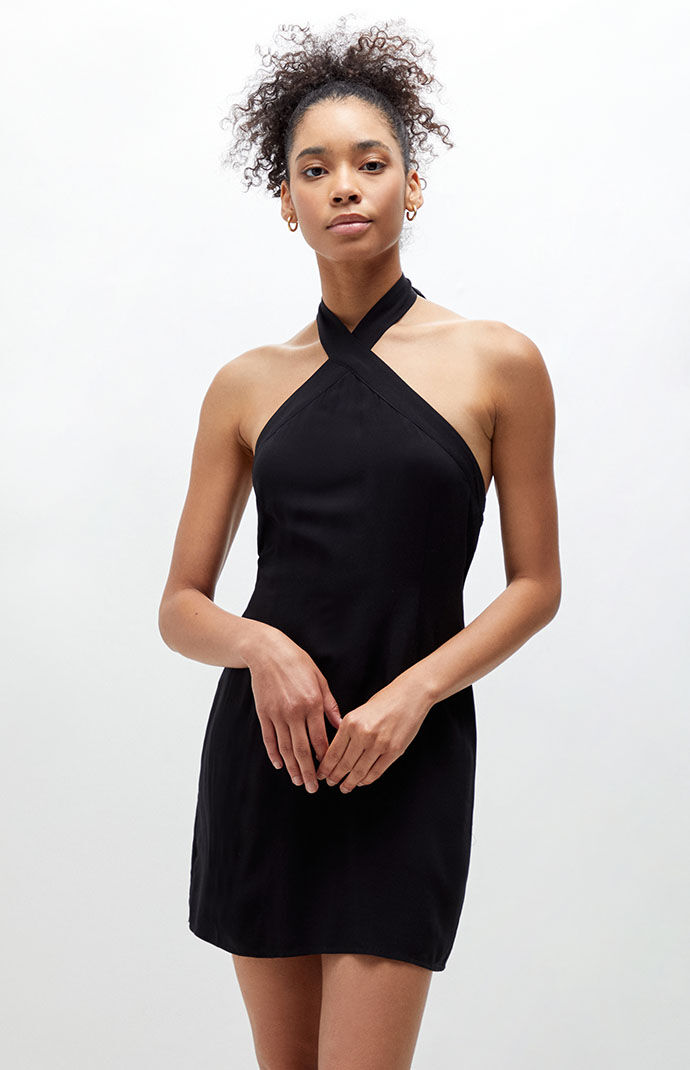 Crossover sales neckline dress